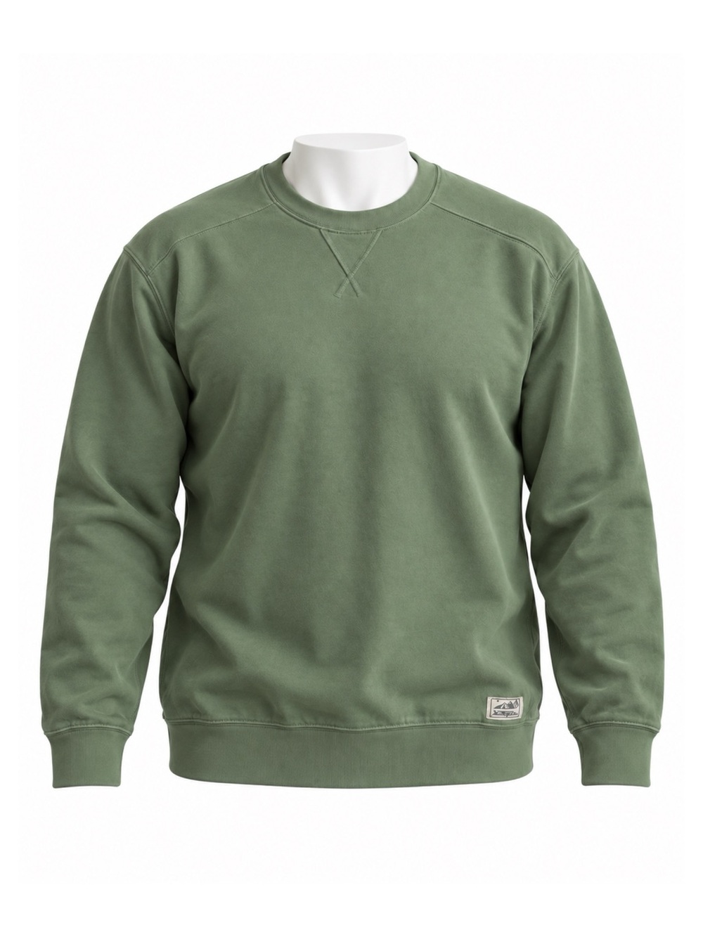 Size XL Eddie Bauer Men’s Sage Green Fleece Crewneck Sweatshirt Logo Patch